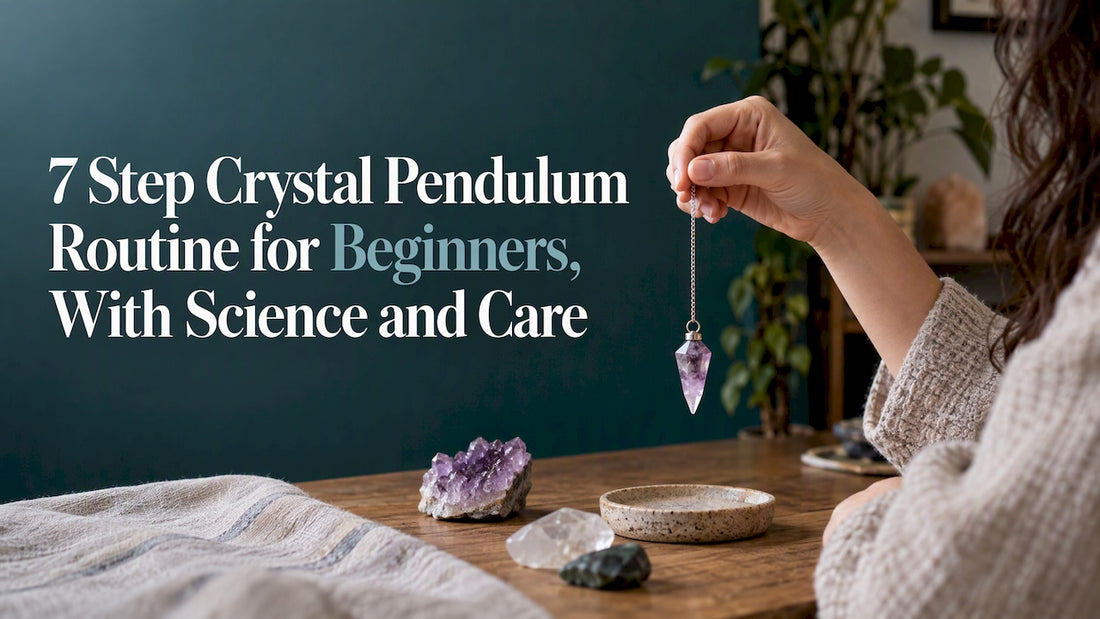 Beginner holding a crystal pendulum over a table