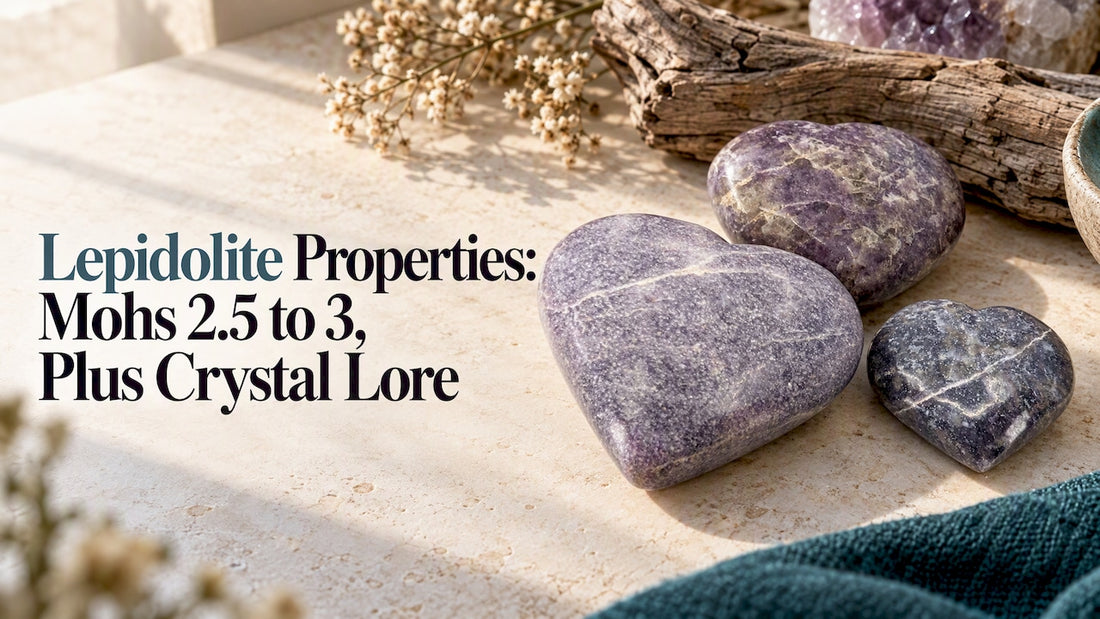 Polished violet lepidolite heart specimen