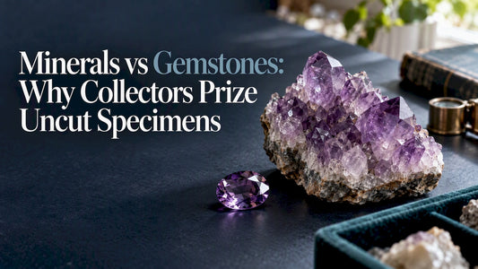Rough amethyst beside a faceted gemstone