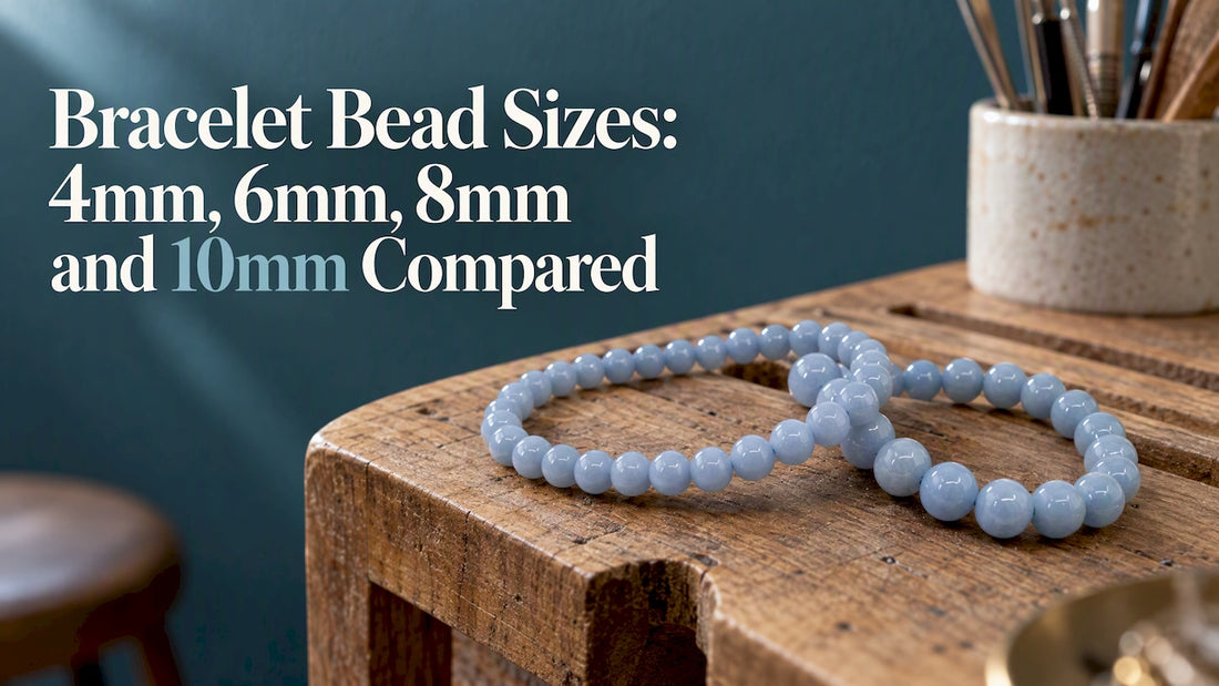 Angelite bracelet with polished round beads