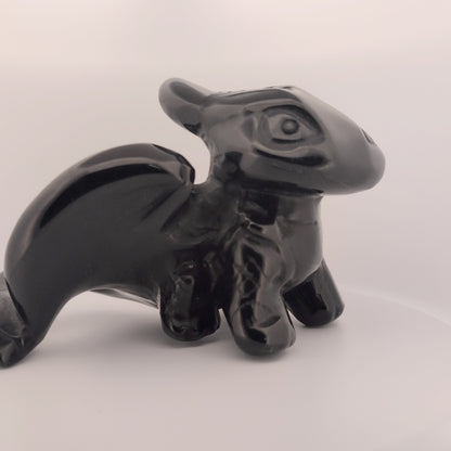 Black Obsidian Toothless Carving – 910 g