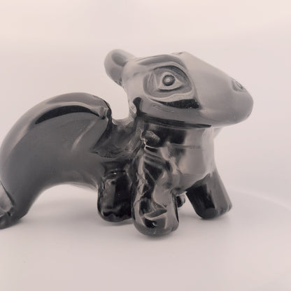 Black Obsidian Toothless Carving – 910 g