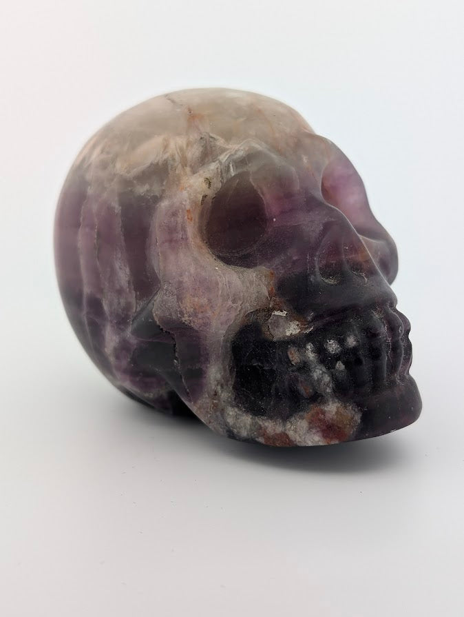 Amethyst Crystal Skull ~500g hand-carved carving with purple quartz zoning