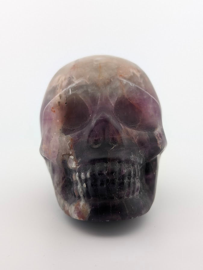 Amethyst Crystal Skull ~500g hand-carved carving with purple quartz zoning