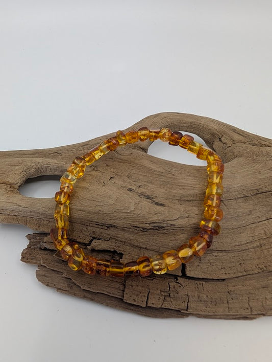 Baltic Amber Bracelet 5.5 mm Russian Origin – front view showing golden honey tones and clarity