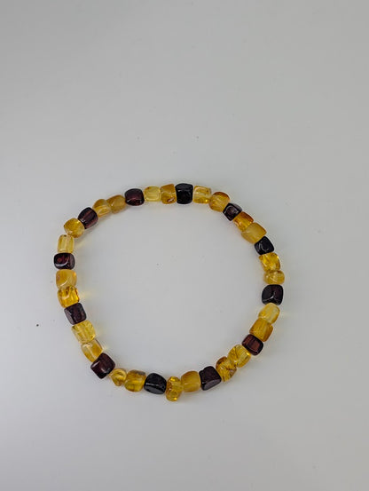 Full view of Baltic Amber Bracelet 6 mm – lemon and cognac amber tones