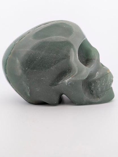 Green Aventurine Crystal Skull ~500g hand-carved quartz carving with subtle shimmer