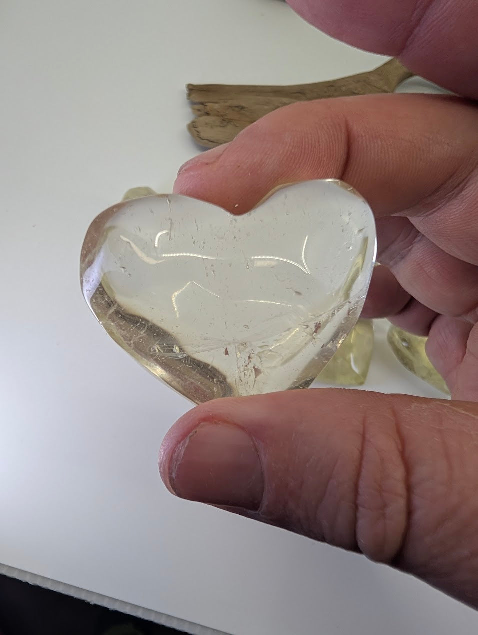 Congolese Citrine Heart, 55g. High-clarity natural citrine featuring a subtle smoky phantom inclusion.