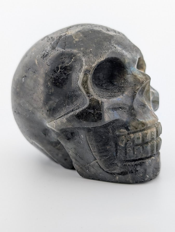 Labradorite Crystal Skull ~500g hand-carved carving with iridescent labradorescence