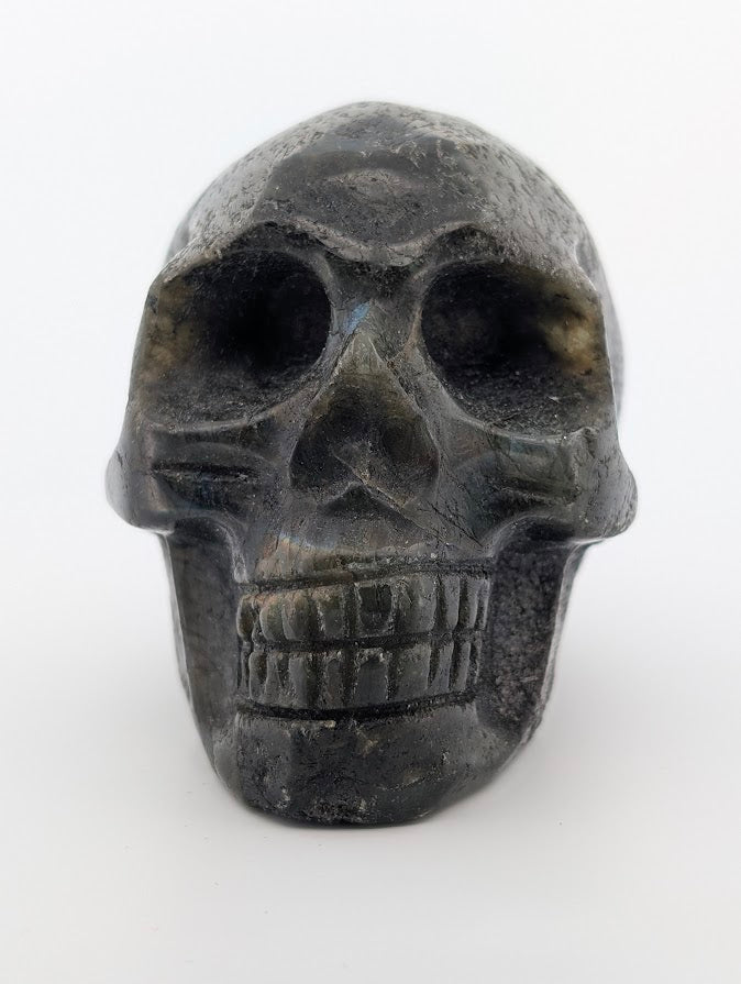 Labradorite Crystal Skull ~500g hand-carved carving with iridescent labradorescence