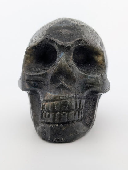 Labradorite Crystal Skull ~500g hand-carved carving with iridescent labradorescence