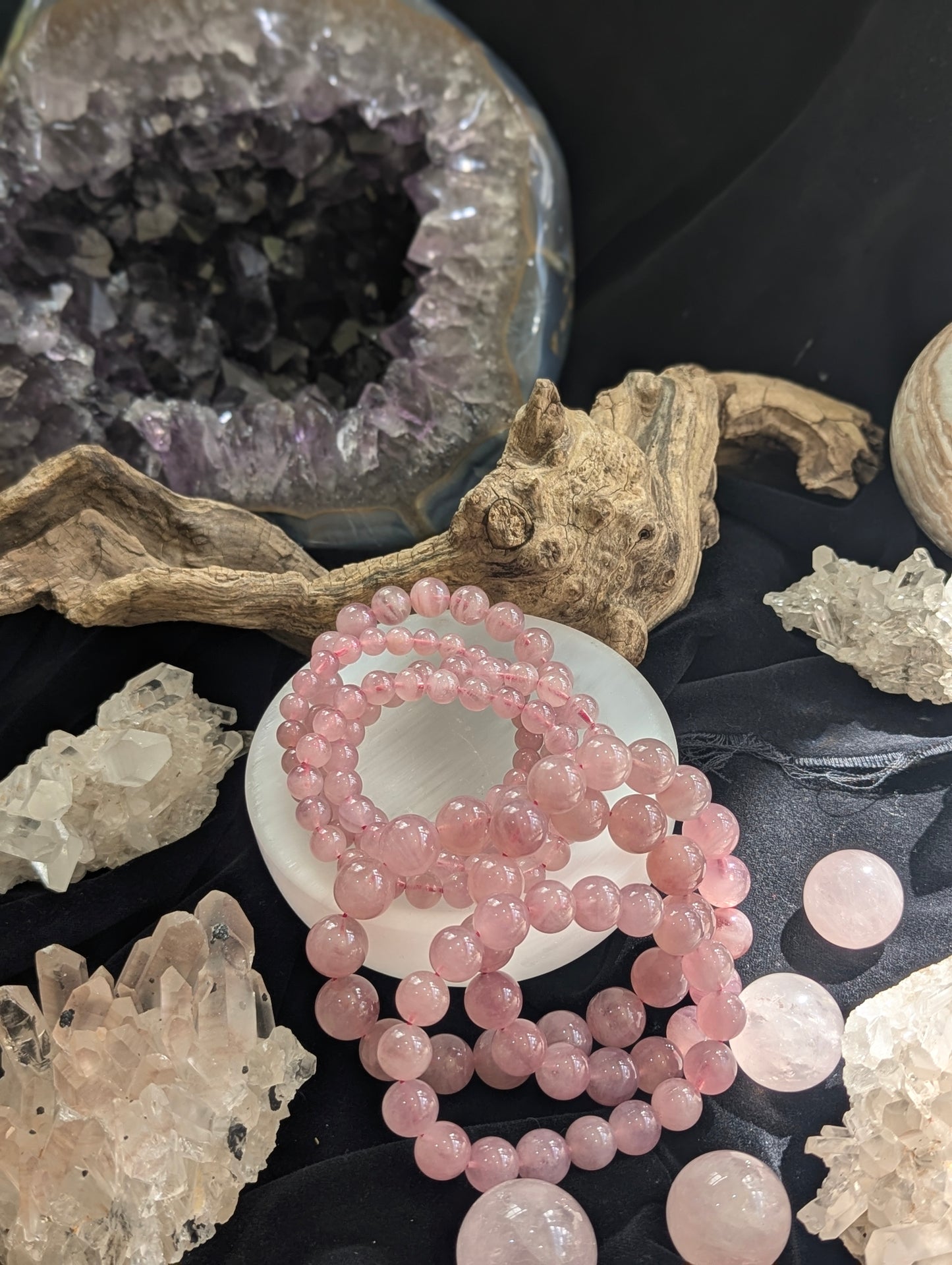 Collection of Lavender Rose Quartz Bracelets