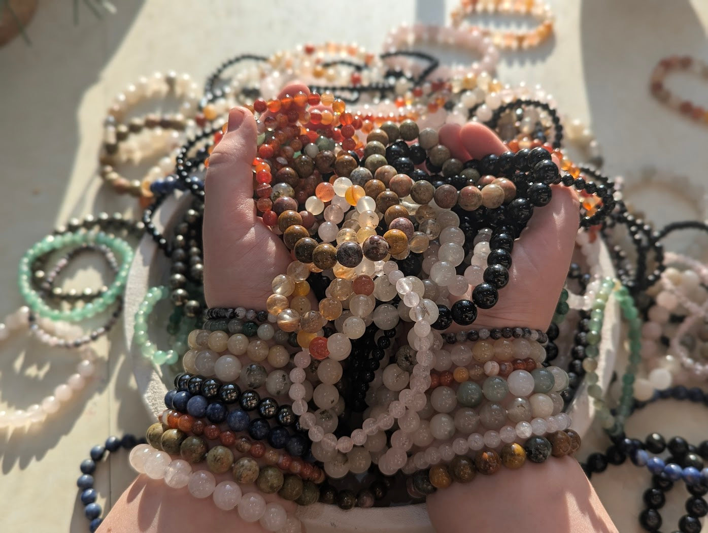 Some of the mystery bracelets available