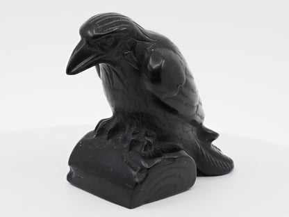 Sculpture de corbeau en obsidienne noire – Plusieurs tailles (15 à 700 g) 
