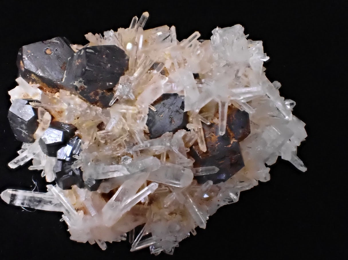 Black Pyrite with Quartz Crystals - 218g from Fengjiashan Mine