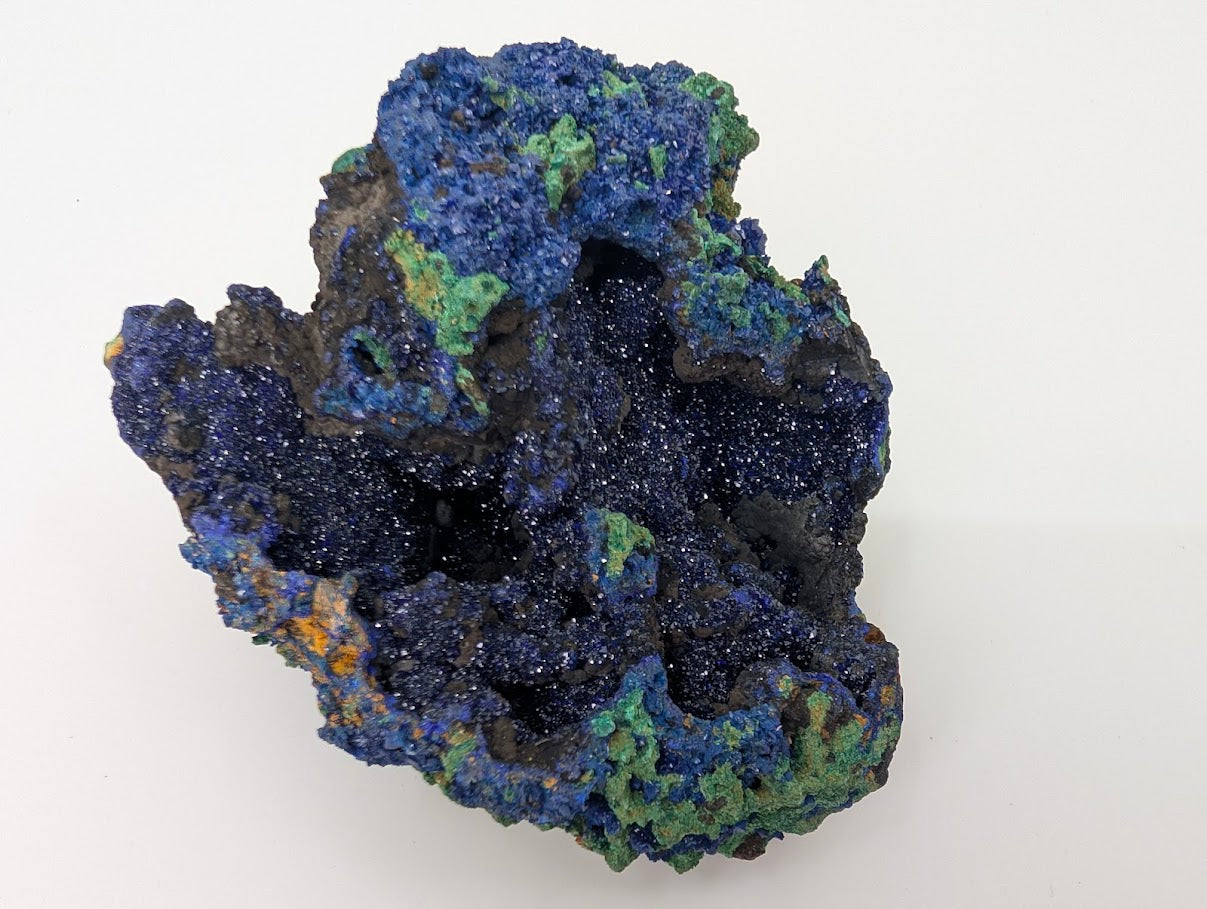 Sparkling Azurite Vug with Malachite Accents - 4 x 4 Inches, Anhui Province