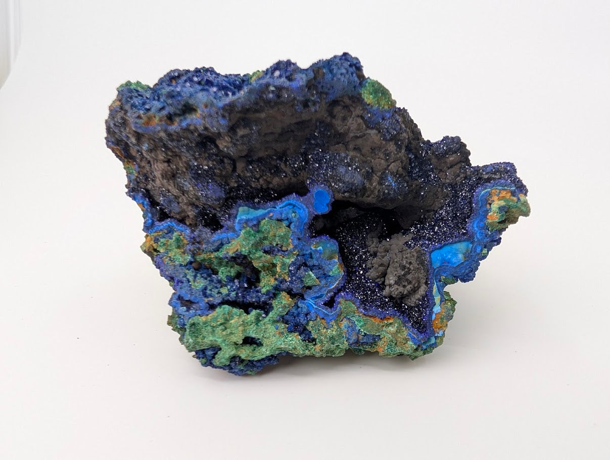 Sparkling Azurite Vug with Malachite Accents - 4 x 4 Inches, Anhui Province