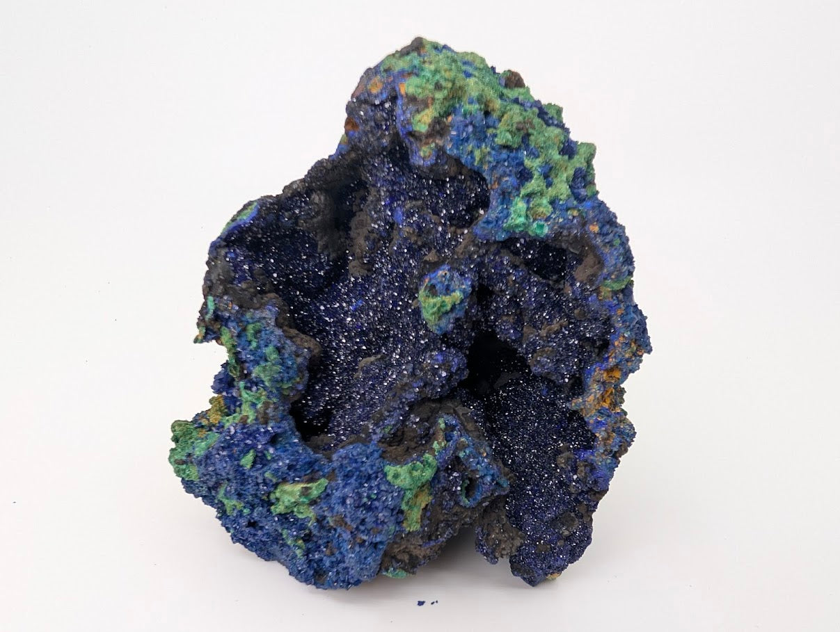 Sparkling Azurite Vug with Malachite Accents - 4 x 4 Inches, Anhui Province