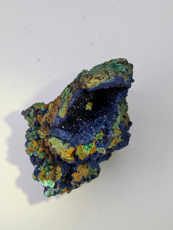 Dazzling Azurite Vug with Malachite Highlights - 3.5 x 3.5 x 2.5 Inches, Anhui Province