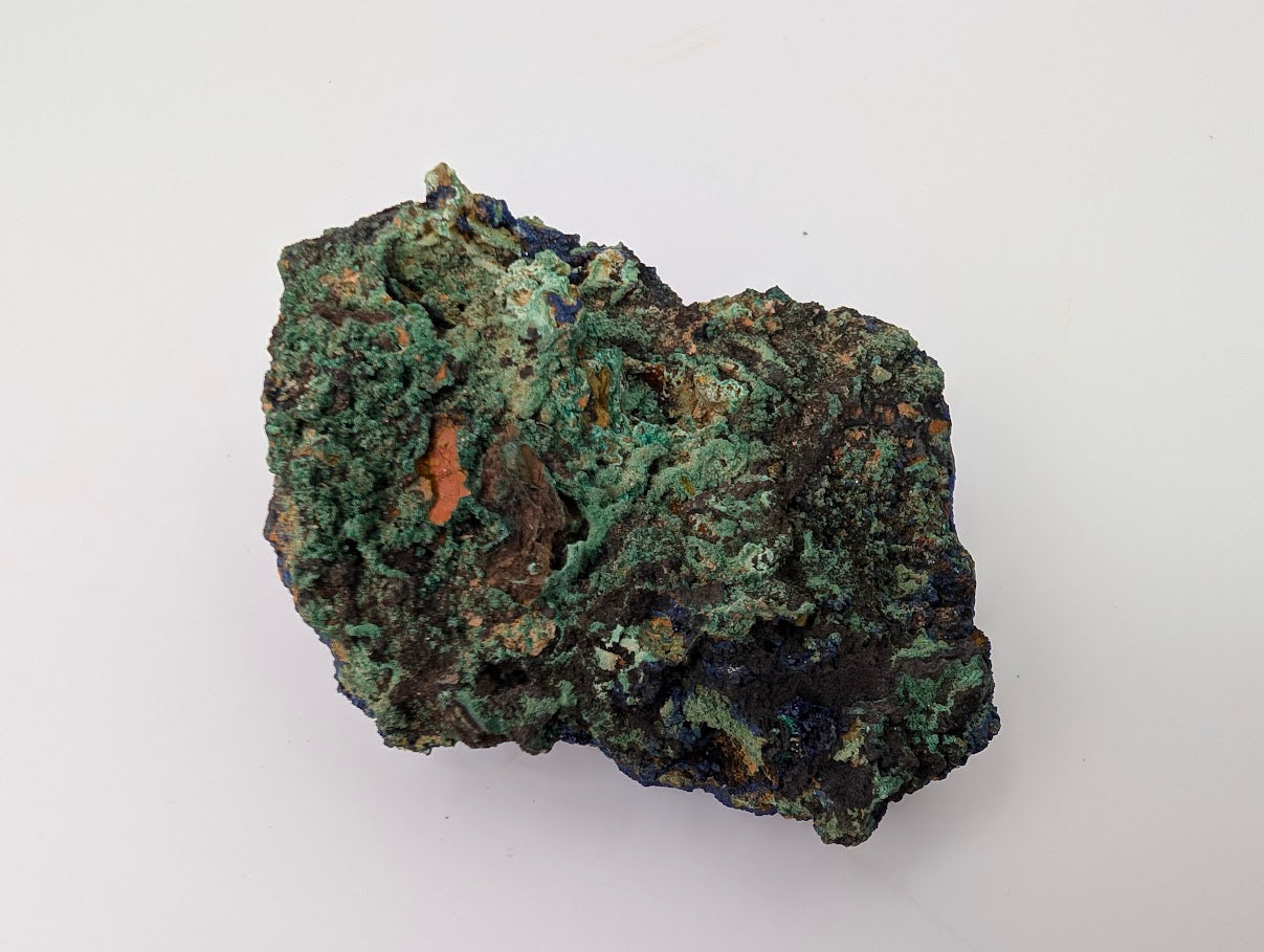 Sparkling Azurite Crystal Cluster with Malachite - 4 x 3.5 x 1.75 Inches, 177 Grams