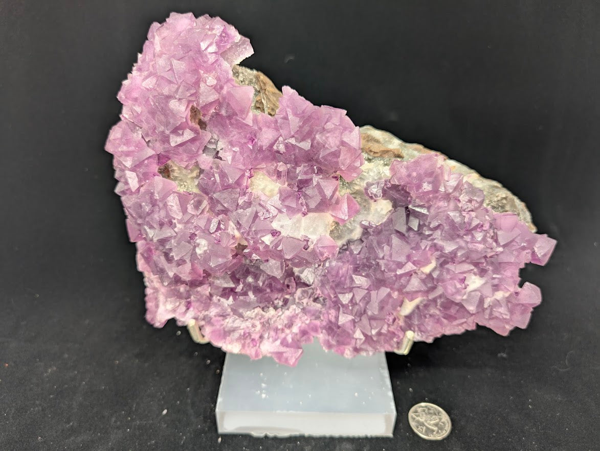 Pink-Purple Octahedral Fluorite with Pyrite, Quartz, and Calcite - Wuyi Fluorite Ore Field, Zhejiang, China