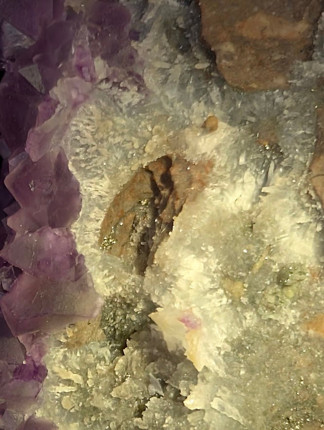 Pink-Purple Octahedral Fluorite with Pyrite, Quartz, and Calcite - Wuyi Fluorite Ore Field, Zhejiang, China