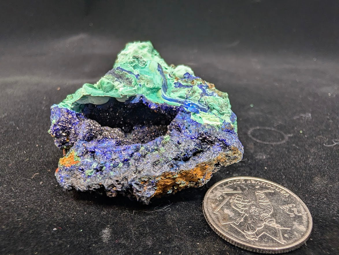 Azurite and Malachite Specimen from Liufengshan Mine – 2.25 x 1.75 inches, 78 grams