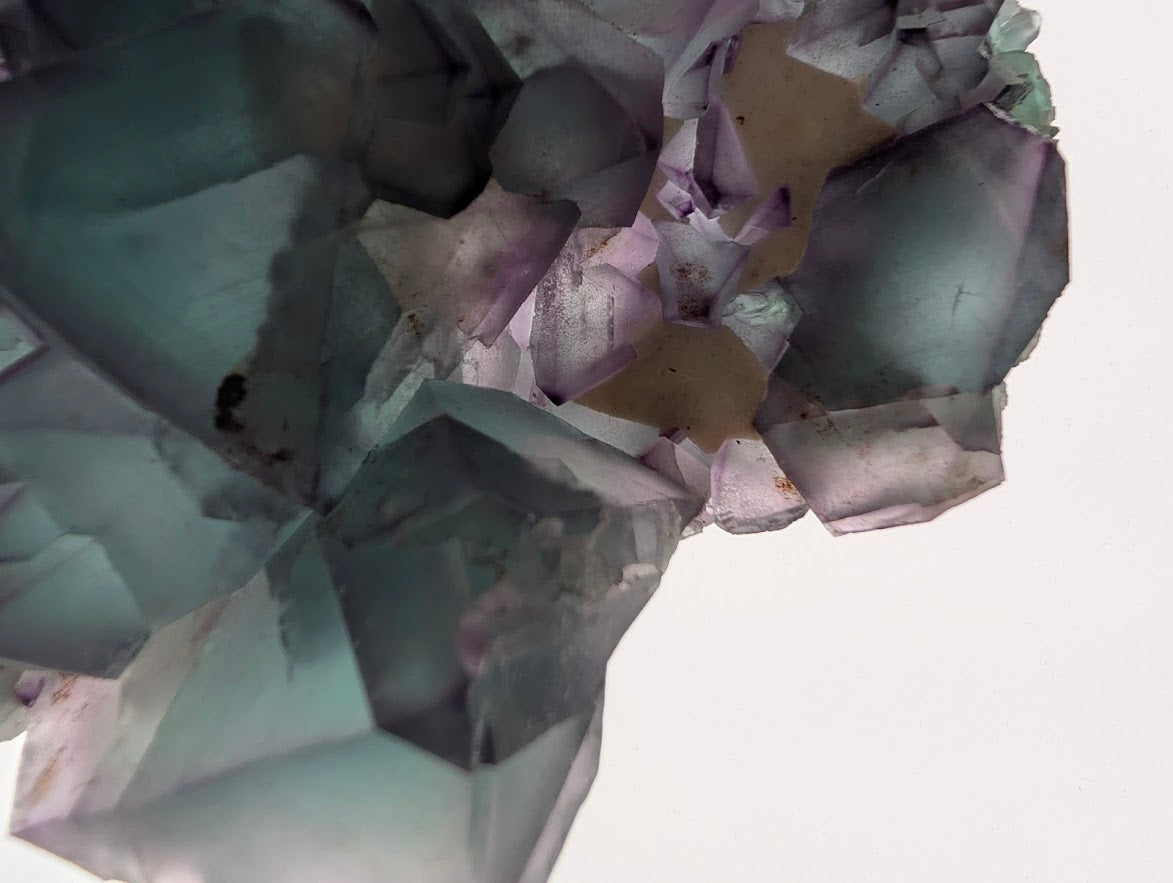 Rare De’an Fluorite Cluster – closeup of translucent crystals