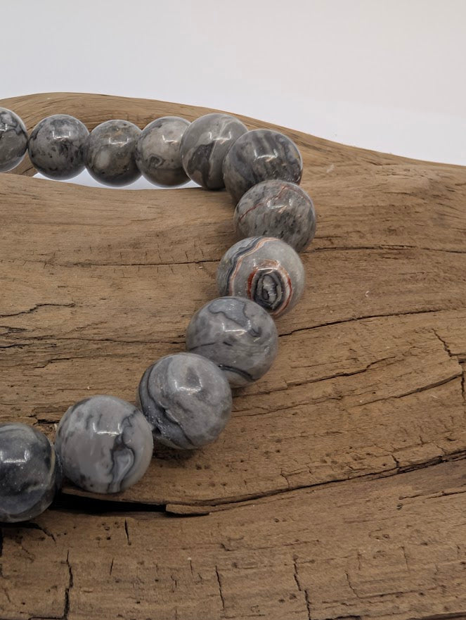 Gray Picasso Jasper – 8mm Bead Stretch Bracelet
