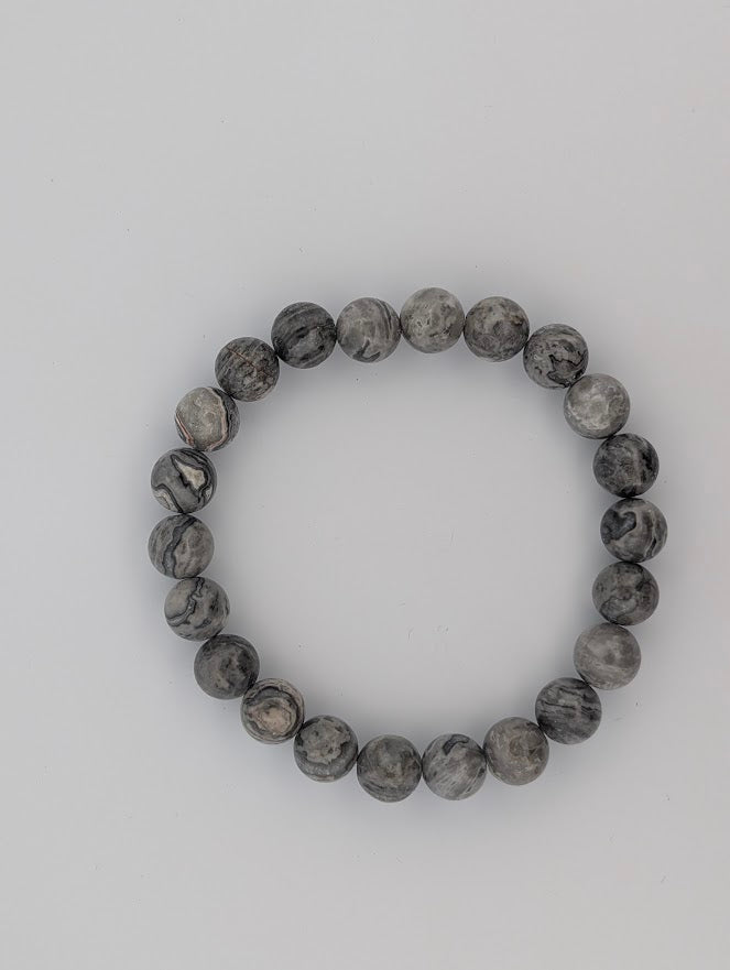 Gray Picasso Jasper – 8mm Bead Stretch Bracelet