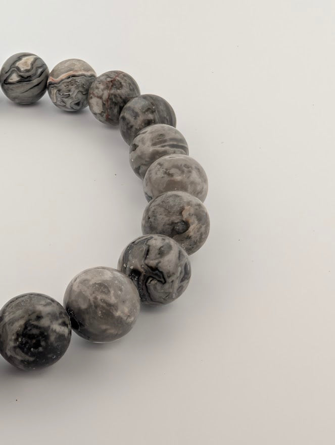 Gray Picasso Jasper – 8mm Bead Stretch Bracelet