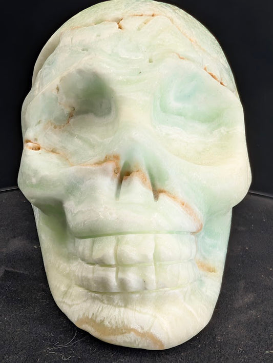Blue Aragonite Skull – 1kg Hand-Carved Aqua Mineral Specimen