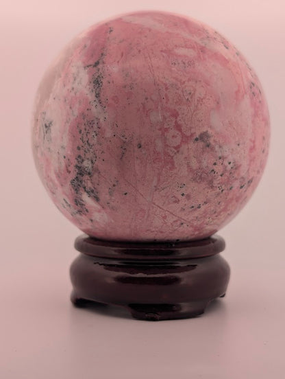 Pink Peruvian Rhodonite Sphere (D) – 80 mm / 925 g