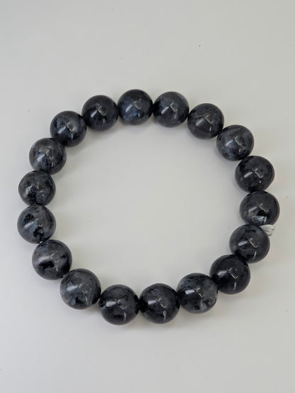Larvikite Bracelet — 8mm & 10mm Round Beads