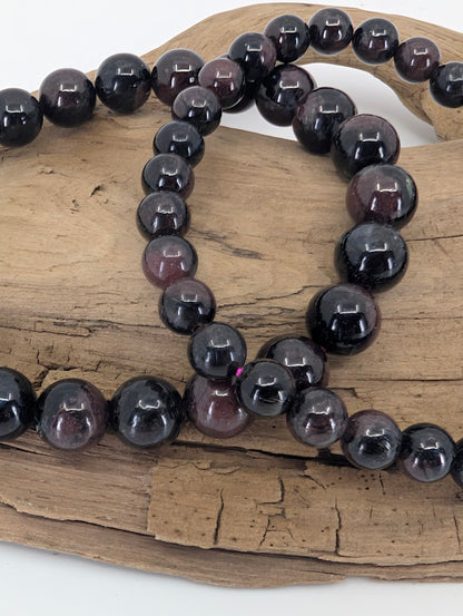 Garnet with Astrophyllite Bracelet – 6 mm & 8 mm Natural Mineral Mix