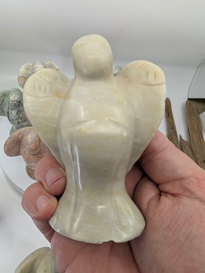 Hand-Carved Jade & Sunstone Angel Carvings (7 Unique Variants)
