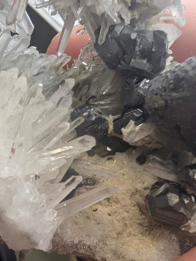 Black Pyrite & Galena on Needle Quartz – Myanmar | Collector Specimen