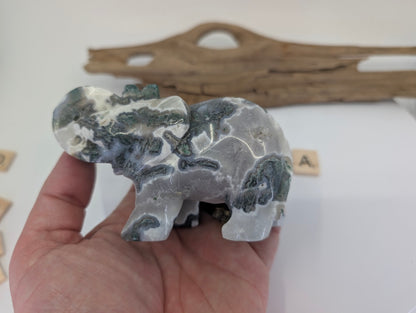 Moss Agate Elephant – India | Choose A or B