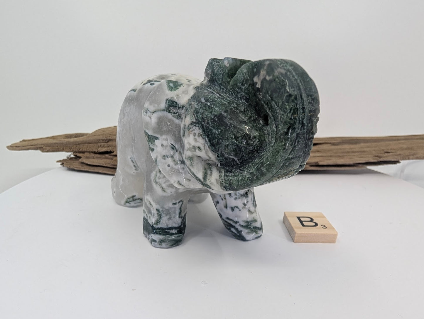 Moss Agate Elephant – India | Choose A or B