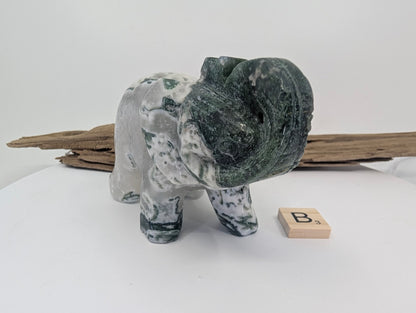 Moss Agate Elephant – India | Choose A or B