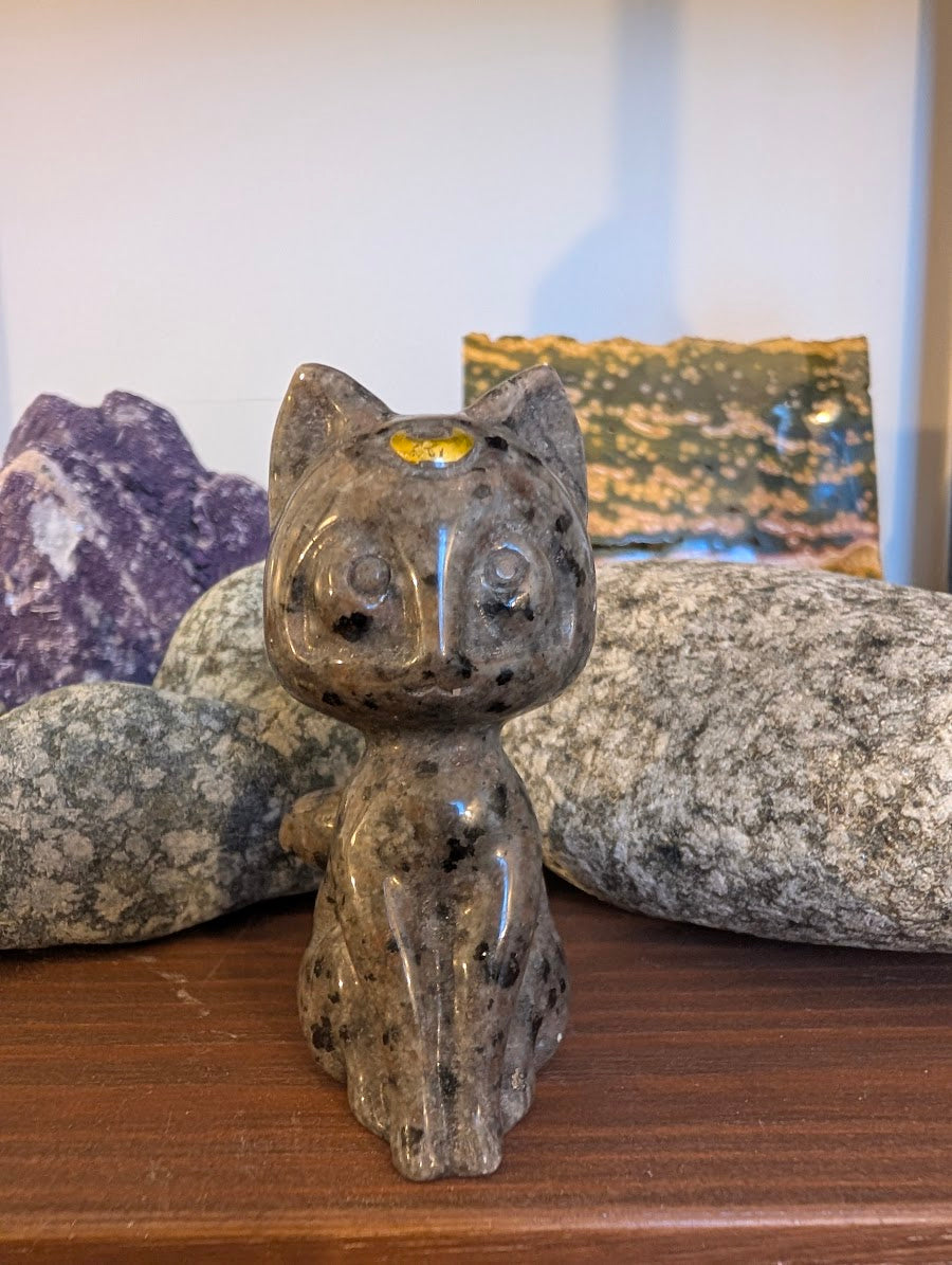 Luna Chat Chat Lune Sculptures Cristallines 7,6 cm - choisissez votre minéral