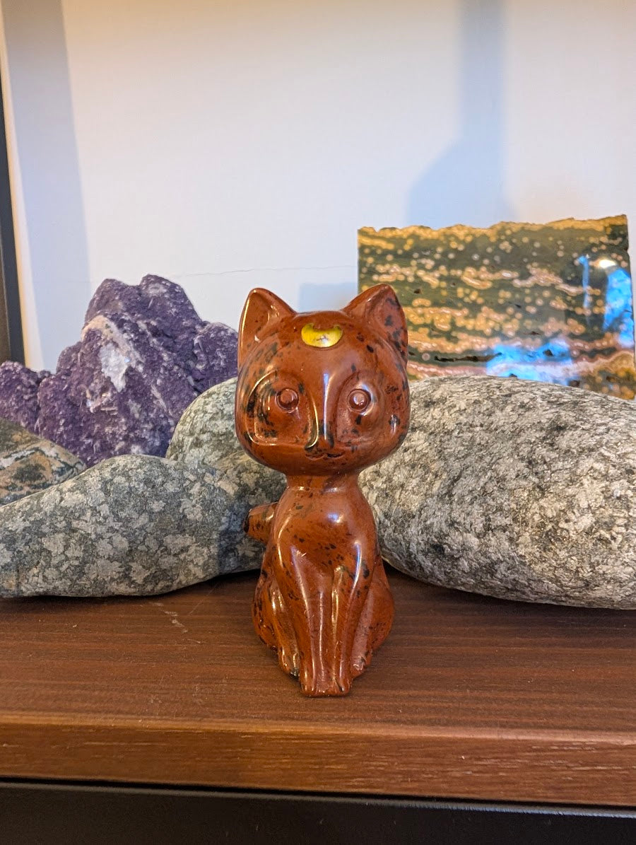 Luna Chat Chat Lune Sculptures Cristallines 7,6 cm - choisissez votre minéral