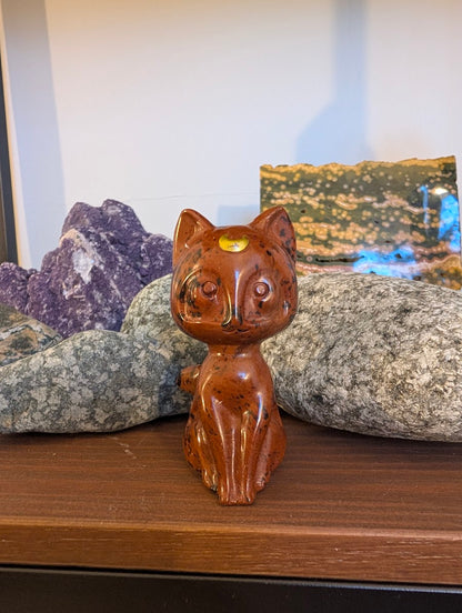 Luna Chat Chat Lune Sculptures Cristallines 7,6 cm - choisissez votre minéral