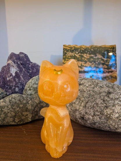 Luna Chat Chat Lune Sculptures Cristallines 7,6 cm - choisissez votre minéral