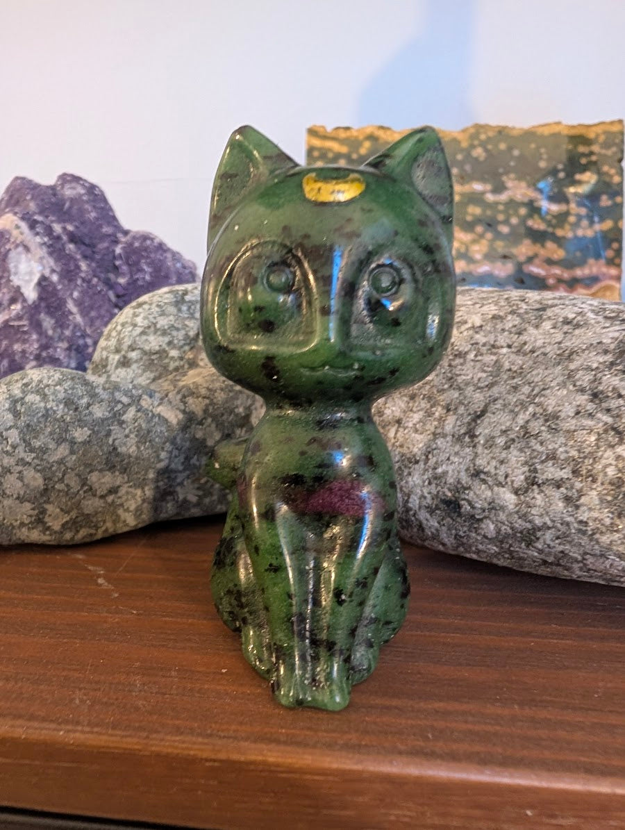 Luna Chat Chat Lune Sculptures Cristallines 7,6 cm - choisissez votre minéral