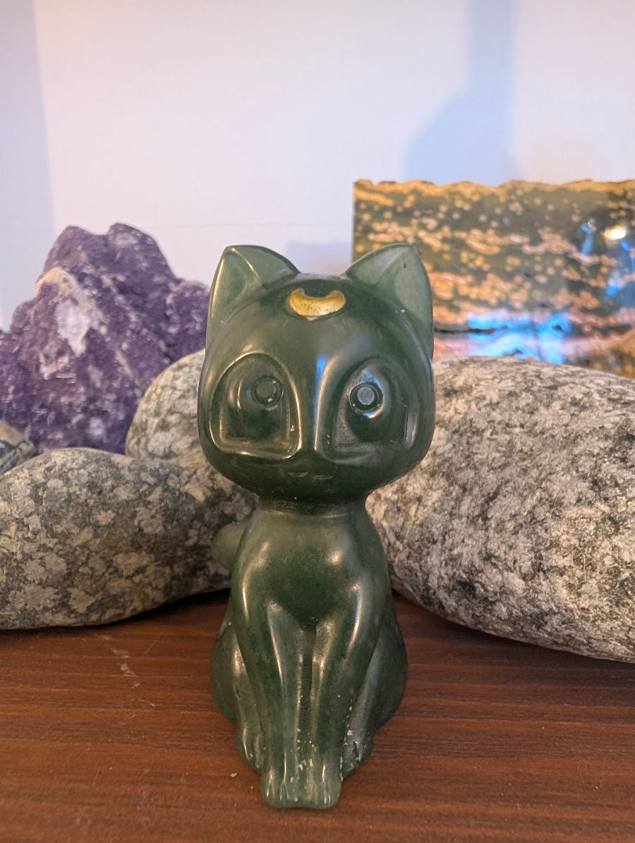 Luna Chat Chat Lune Sculptures Cristallines 7,6 cm - choisissez votre minéral