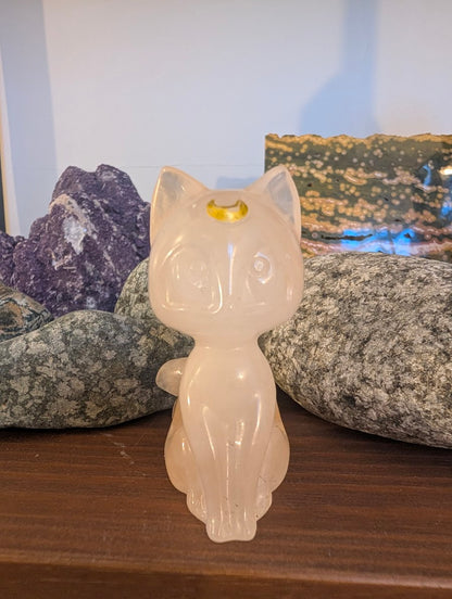 Luna Chat Chat Lune Sculptures Cristallines 7,6 cm - choisissez votre minéral