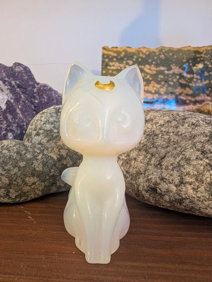 Luna Chat Chat Lune Sculptures Cristallines 7,6 cm - choisissez votre minéral