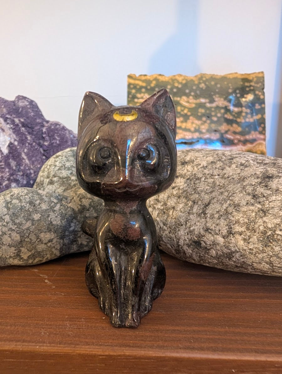 Luna Chat Chat Lune Sculptures Cristallines 7,6 cm - choisissez votre minéral