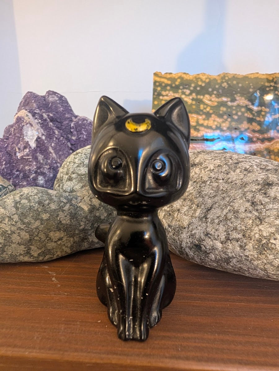 Luna Chat Chat Lune Sculptures Cristallines 7,6 cm - choisissez votre minéral